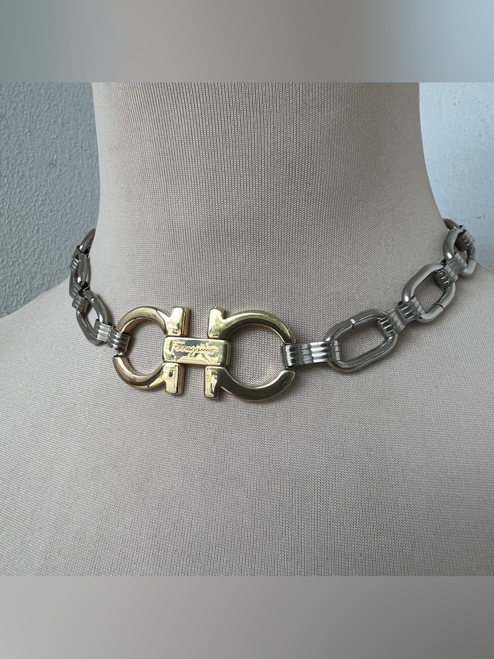 Custom Ferragamo x Junk You! Rescued Two-tone Choker Necklace 14-16” adjustable